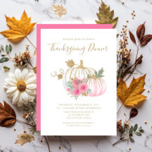 Jantar de Ação de Graças com Abóbora Floral Rosa F
