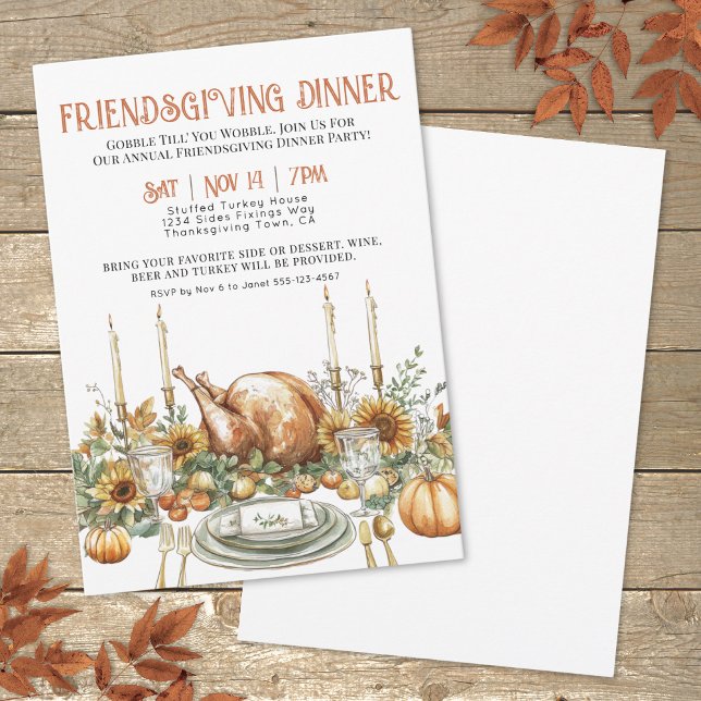 Convites Jantar de Ação de Graças com Amigos (Thanksgiving Friendsgiving Dinner Party Invitation)