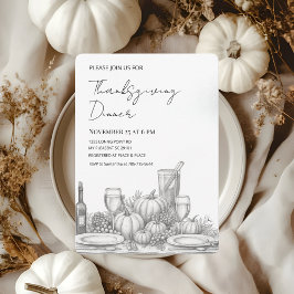 Convites Jantar de Ação de Graças com Letra Elegante