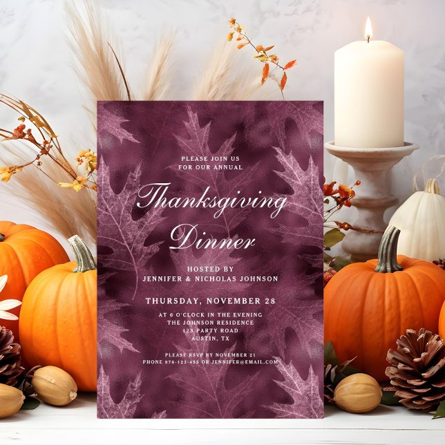 Convites Jantar de Ação de Graças das Folhas Vermelhas de O (Red Fall Leaves Thanksgiving Dinner Invitation)