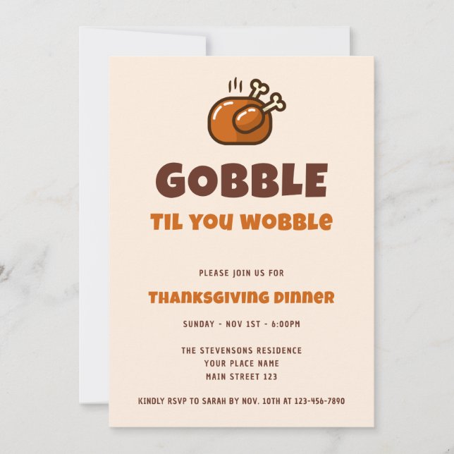 Convites Jantar de Ação de Graças Divertido 'Gobble Til You (Frente)