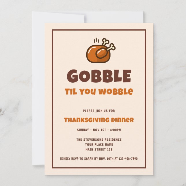 Convites Jantar de Ação de Graças Divertido 'Gobble Til You (Frente)