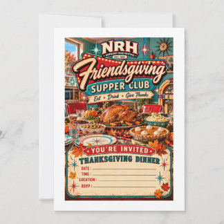 Convites Jantar de Ação de Graças do Retro Friendsgiving