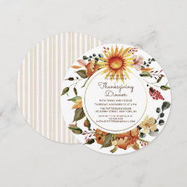 Convites Jantar de Ação de Graças Floral em Aquarela Rústic