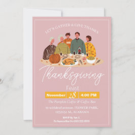 Convites Jantar de Ação de Graças Simples e Elegante com Pe