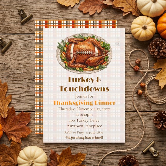 Convites Jantar de Ação de Graças Turkey & Touchdowns (Criador carregado)