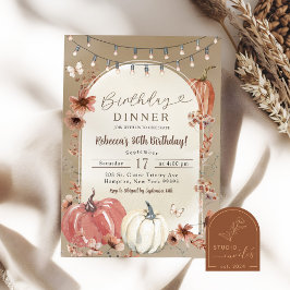 Convites Jantar de Aniversário Abóbora Flor Silvestre Boho