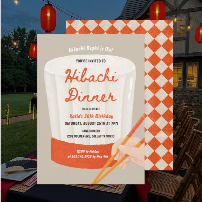 Convites Jantar de aniversário com Hibachi japonês (Criador carregado)