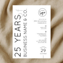 Jantar de Aniversário de Negócios Minimalista Logo