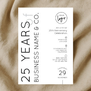 Convites Jantar de Aniversário de Negócios Minimalista Logo