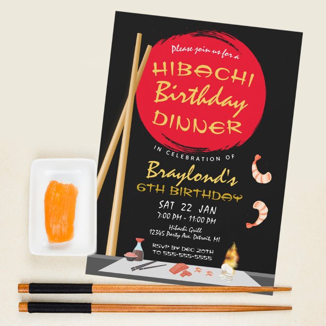 Convites Jantar de Aniversário Hibachi Festa Hibachi (Criador carregado)