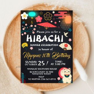 Convites Jantar de Aniversário Japonês no Hibachi