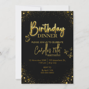 Convites Jantar de Aniversário Luz Dourada