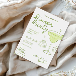 Convites Jantar de Aniversário Verde e Branco