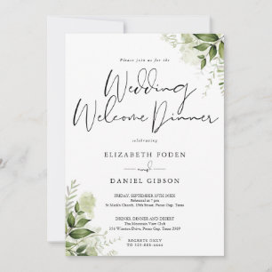 Convites Jantar de Boas-Vindas de Casamento Floral Verde