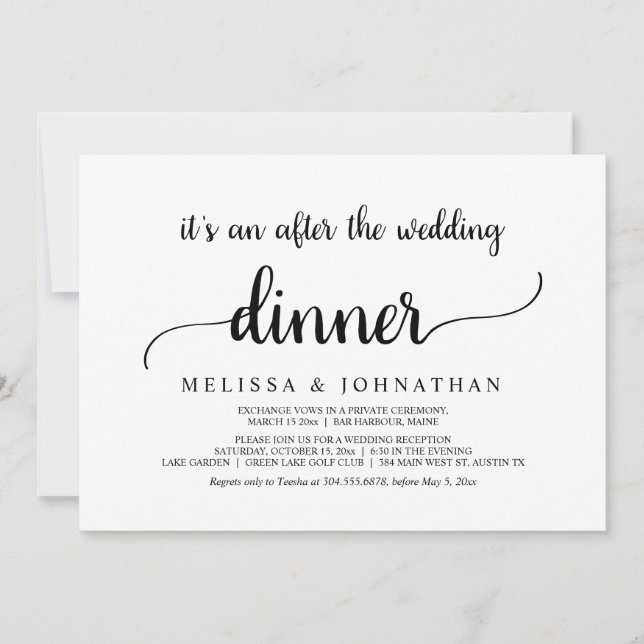 Convites Jantar de Casamento às Furas com Fuga Romântica (Frente)