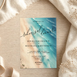 Convites Jantar de casamento em aquarela de verão na praia 