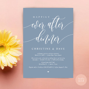 Convites Jantar de Casamento Íntimo Feliz para Sempre, Azul