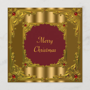 Convites Jantar de Coquetel de Natal Vermelho e Dourado