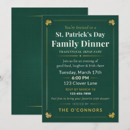Convites Jantar de Dia de São Patrício em Família Irlandês