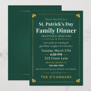 Convites Jantar de Dia de São Patrício em Família Irlandês