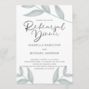 Convites Jantar de ensaio botânico da caligrafia elegante
