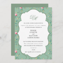 Convites Jantar de ensaio Cameo Green e Basil Green