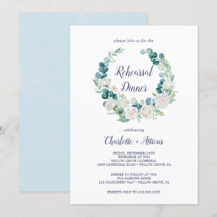 Convites Jantar de ensaio clássico das flores brancas