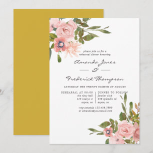 Convites Jantar de ensaio com aguarela floral Beige e Doura