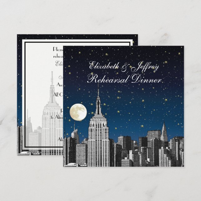 Convites Jantar de Ensaio da Silhueta de NYC ESB Estrela Az (Frente/Verso)