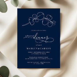 Convites Jantar de Ensaio de Casamento Azul Marinho Elegant