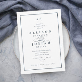 Convites Jantar de Ensaio de Casamento Azul Marinho Elegant
