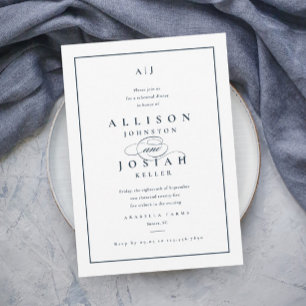 Convites Jantar de Ensaio de Casamento Azul Marinho Elegant