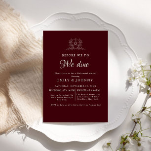 Convites Jantar de ensaio de casamento Burgundy & Ivory