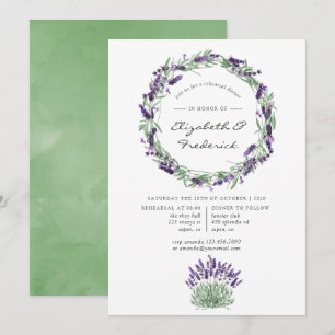 Convites Jantar de Ensaio de Casamento com Aquarela Lavanda