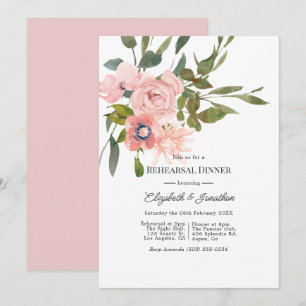 Convites Jantar de Ensaio de Casamento com Aquarela Rosa Be