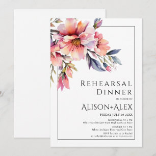 Convites Jantar de ensaio de casamento com flores de Rhodod