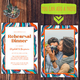 Convites Jantar de Ensaio de Casamento com Foto Boho Groovy