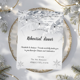 Convites Jantar de Ensaio de Casamento com Galhos de Neve d