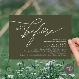 Convites Jantar de Ensaio de Casamento com Letra Olive Eleg