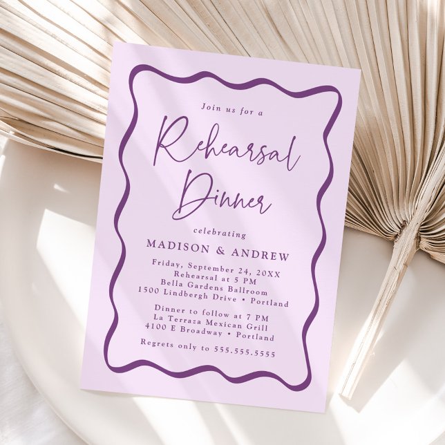 Convites Jantar de Ensaio de Casamento com Moldura Ondulada (Criador carregado)