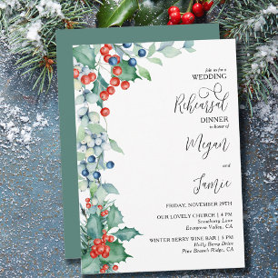 Convites Jantar de Ensaio de Casamento de Bagas de Inverno