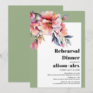 Convites Jantar de ensaio de casamento de flores de Rhodode