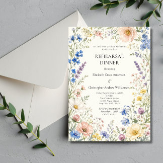 Convites Jantar de Ensaio de Casamento de Flores Silvestres