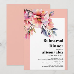 Convites Jantar de ensaio de casamento de rododendro rosa-p