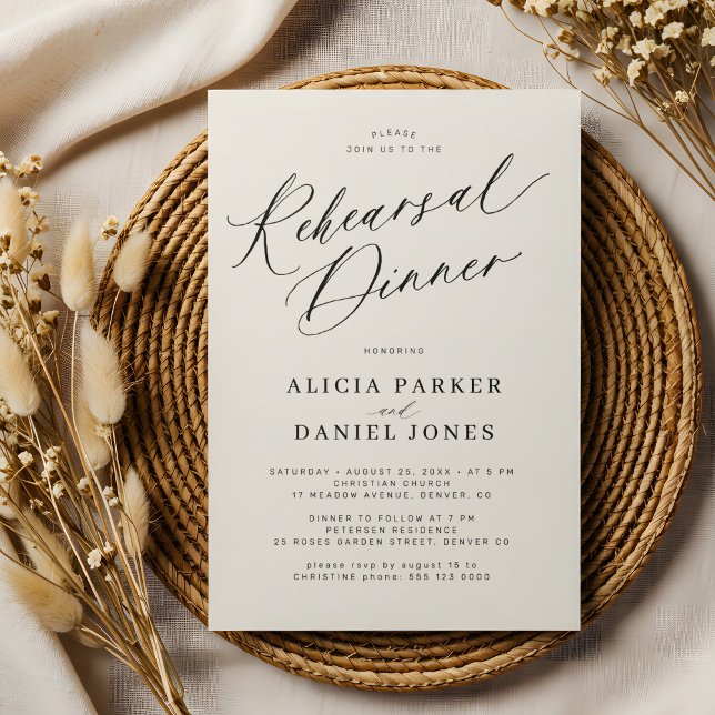 Convites Jantar de ensaio de casamento elegante creme de ma (Criador carregado)