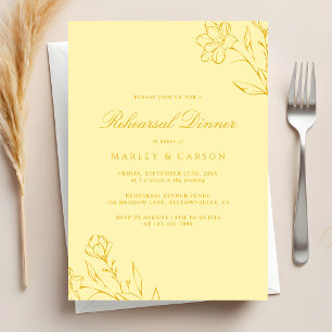 Convites Jantar de Ensaio de Casamento Elegante em Amarelo 