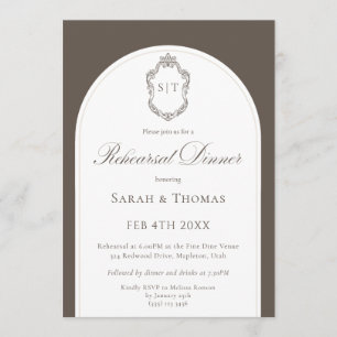 Convites Jantar de Ensaio de Casamento Elegante Monograma M