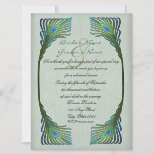 Convites Jantar de Ensaio de Casamento Elegante Pavão Vinta