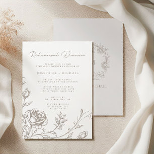Convites Jantar de Ensaio de Casamento Elegante Vintage Sep